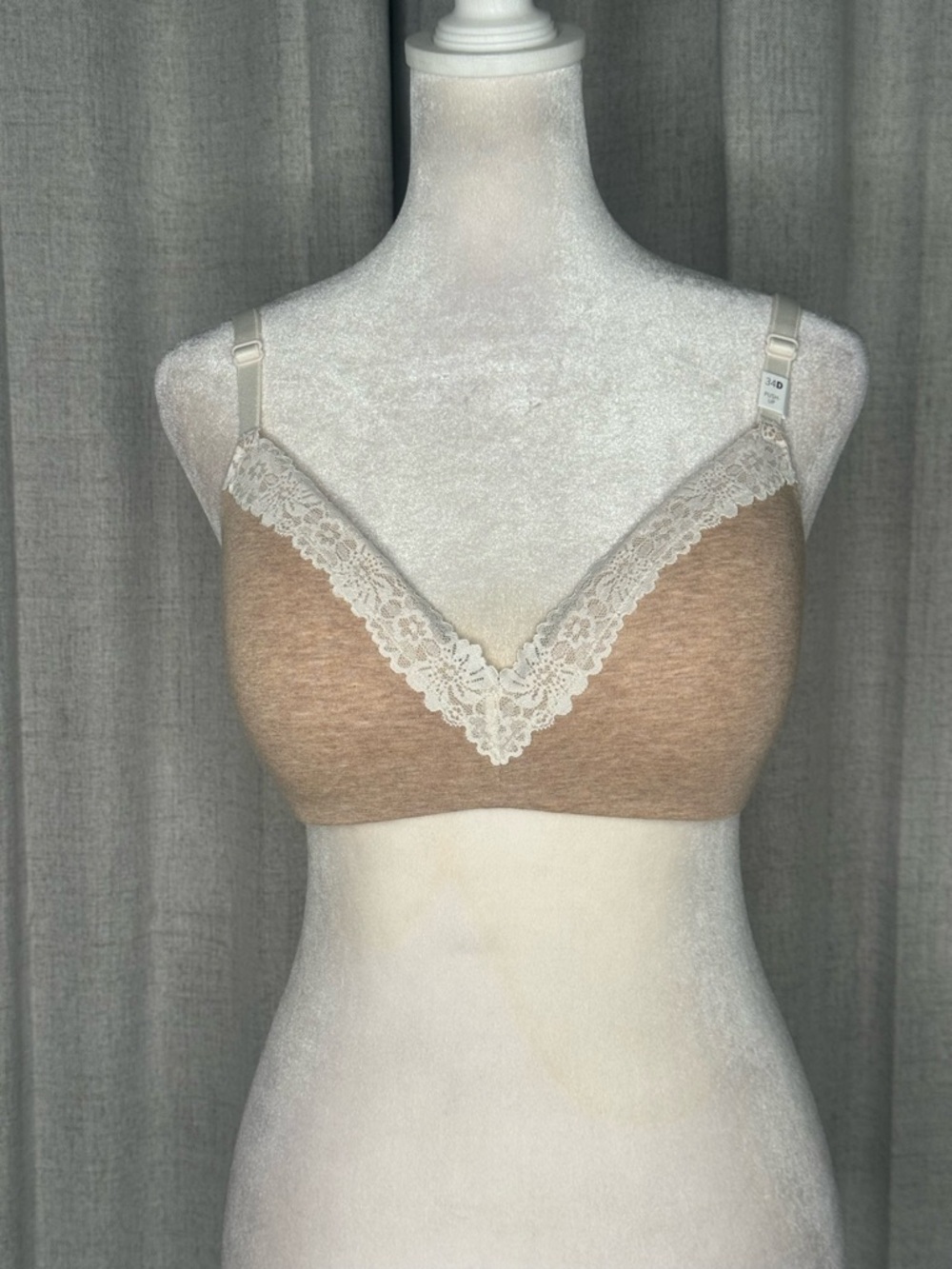 Victoria's Secret Taupe Bralette with Cream Lace Trim